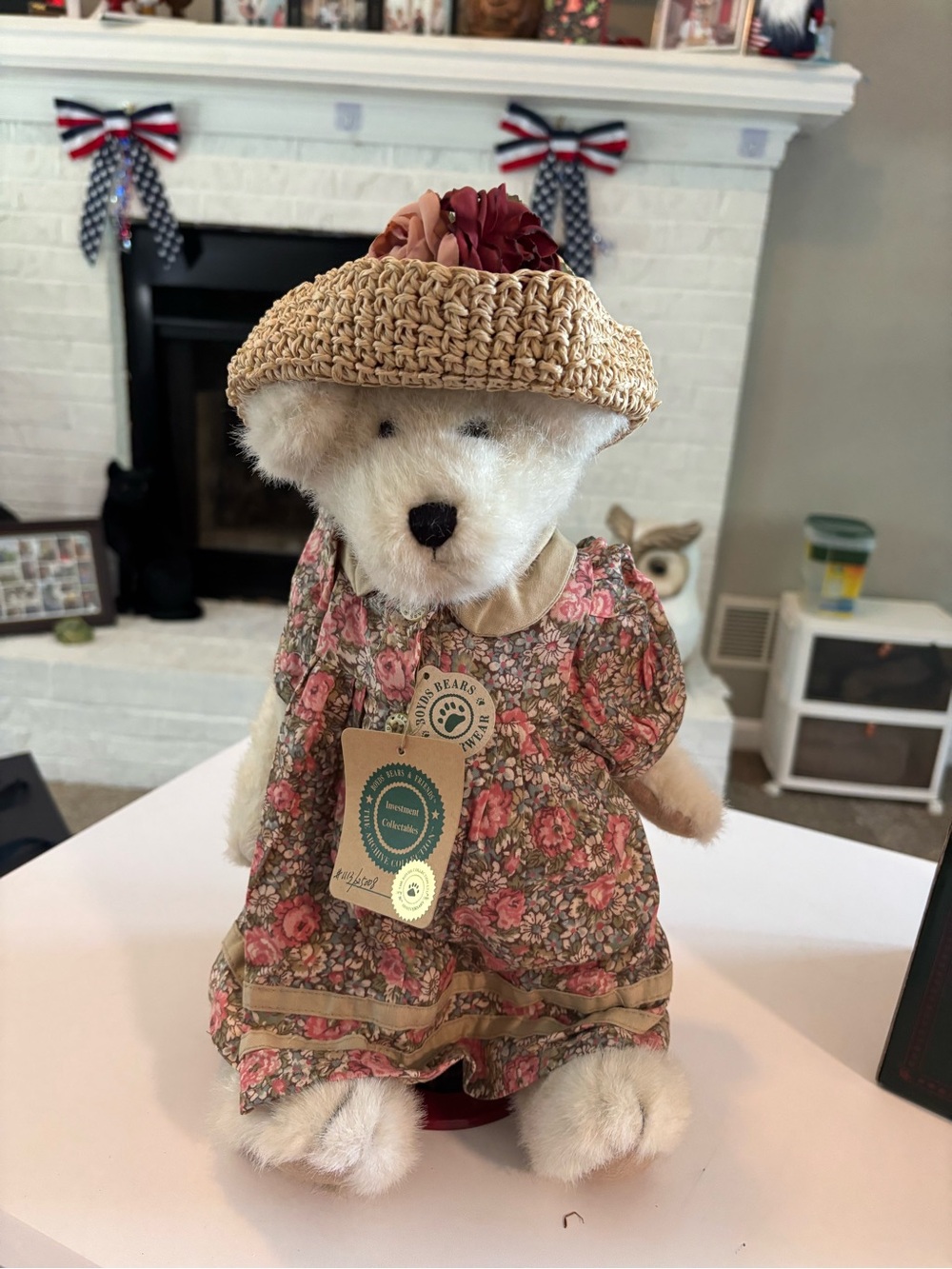 NWT Boyds Bears The Archive Collection Justina Plush Bear Doll w/stand as shown
